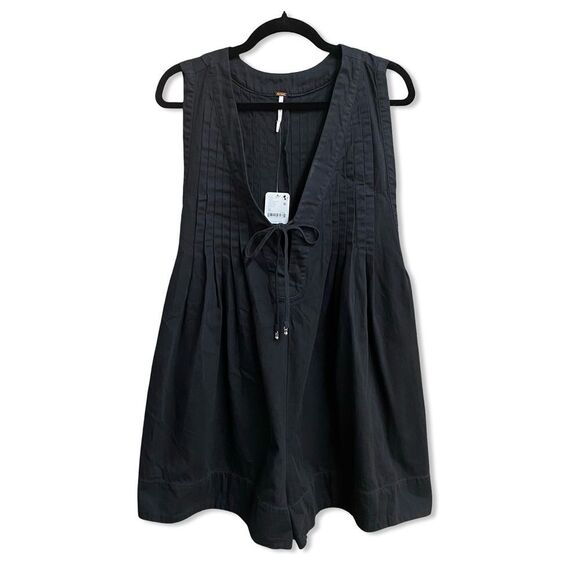 Free People Webster romper Black Sleeveless cotton one piece jumpsuit $128 XL - Picture 8 of 12